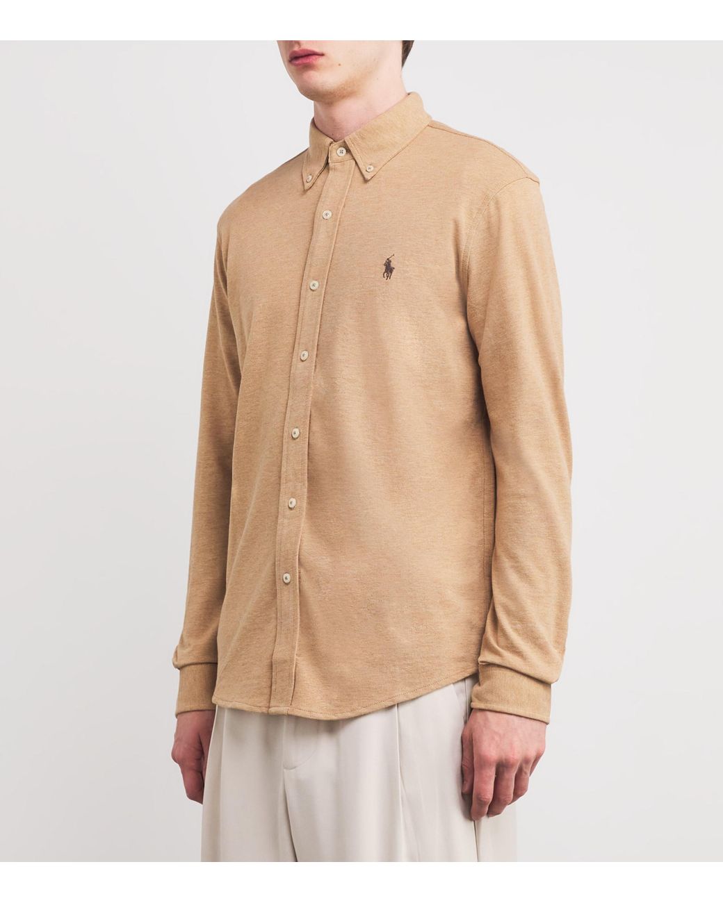 Polo Ralph Lauren Brown Cotton Featherweight Mesh Logo Shirt for men