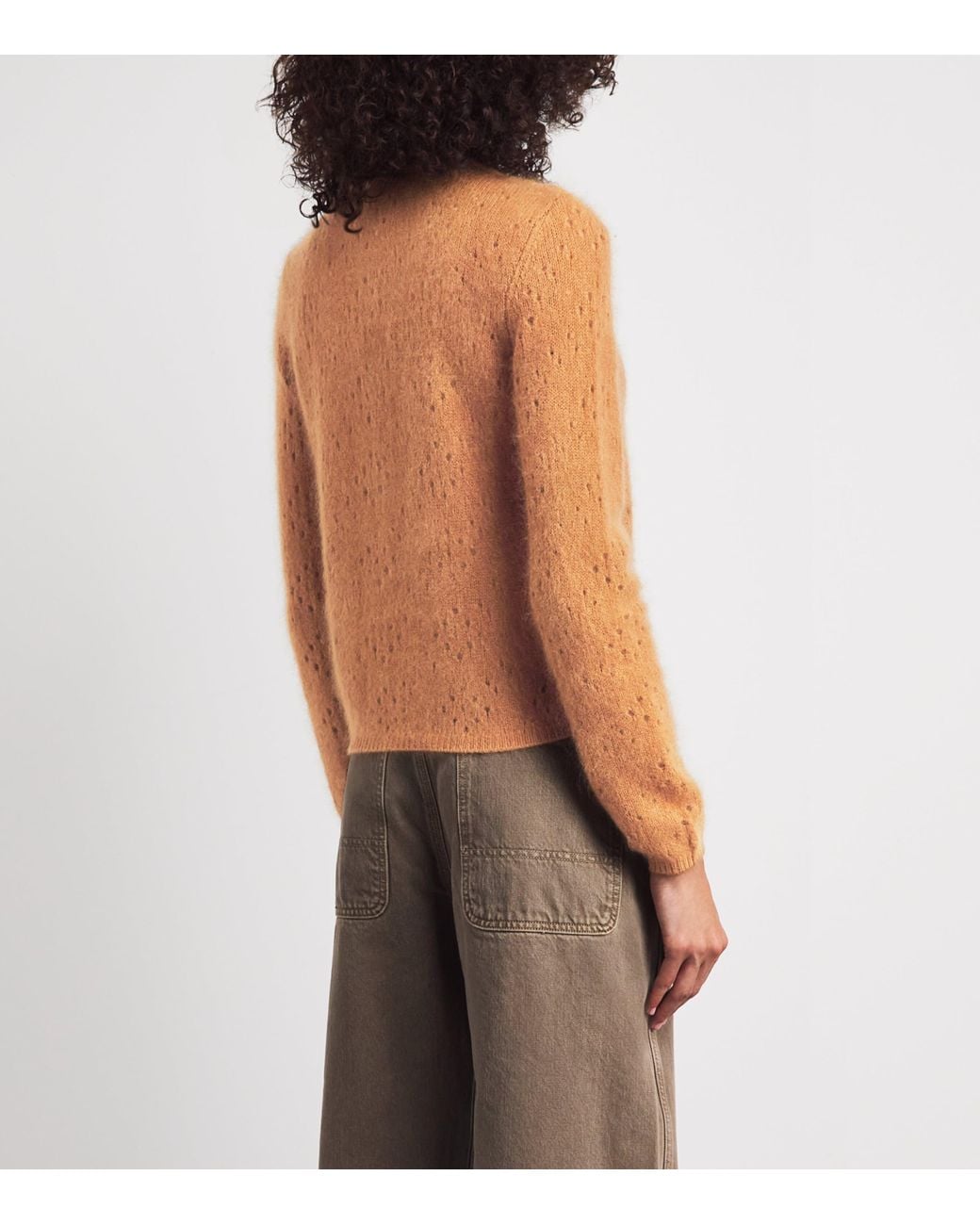FRAME Brown Wool-Cashmere Airy Teddy Cardigan
