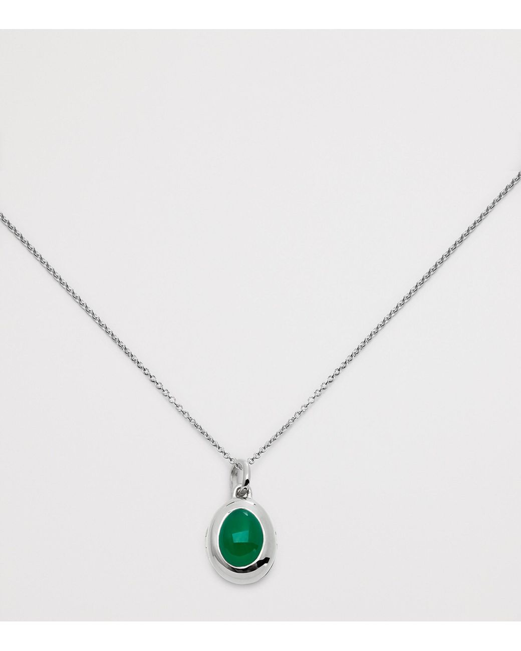 Monica Vinader Green Sterling And Onyx May Birthstone Locket