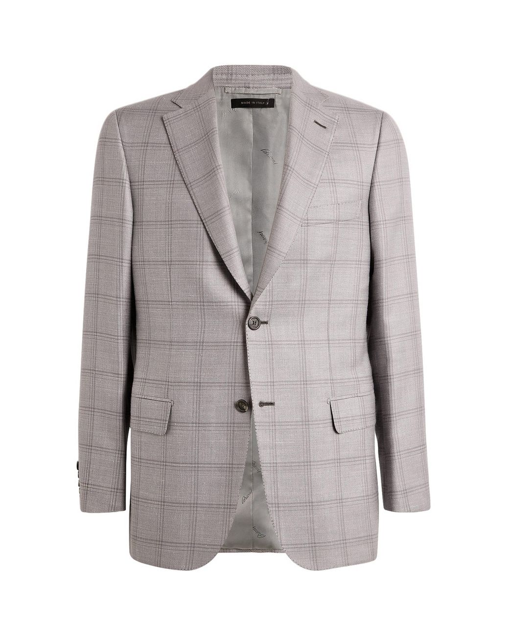 Brioni Gray Wool-Blend Check Blazer for men