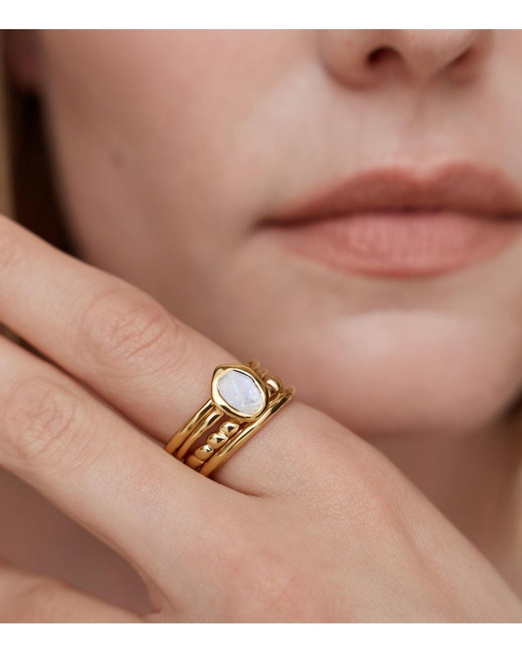 Monica Vinader Blue Vermeil And Moonstone Odyssey Ring