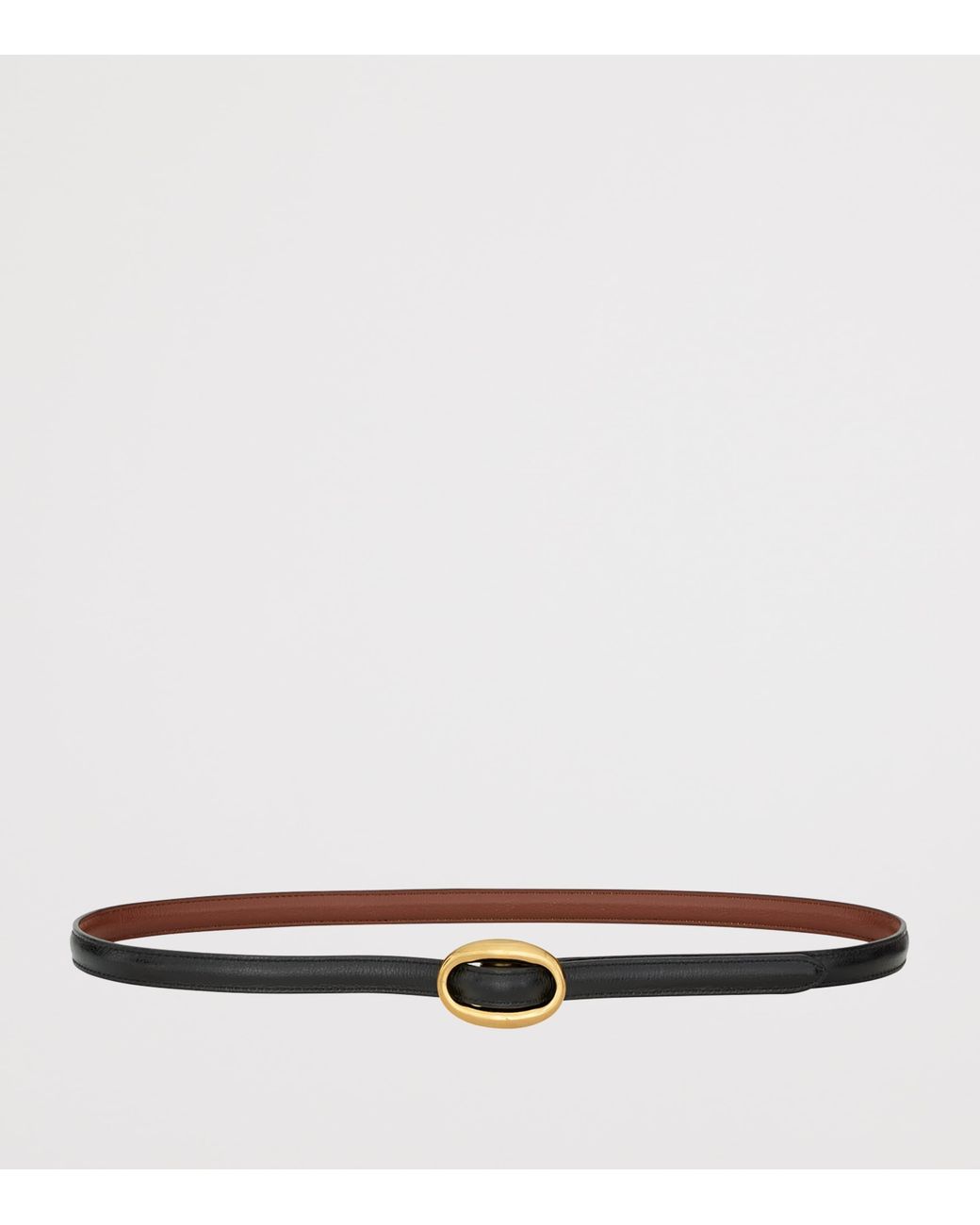 Saint Laurent White Leather Reversible Oval-Buckle Belt