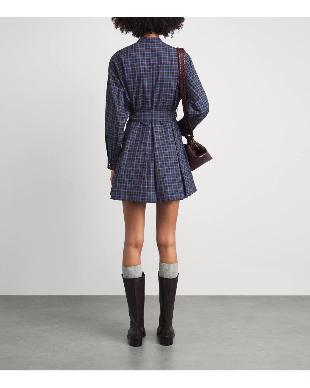 Claudie Pierlot Blue Cotton Check Shirt Dress