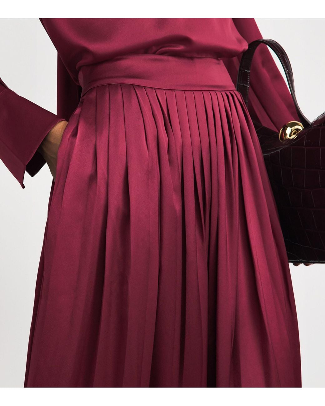 Toccin Purple Pleated Dillon Midi Skirt
