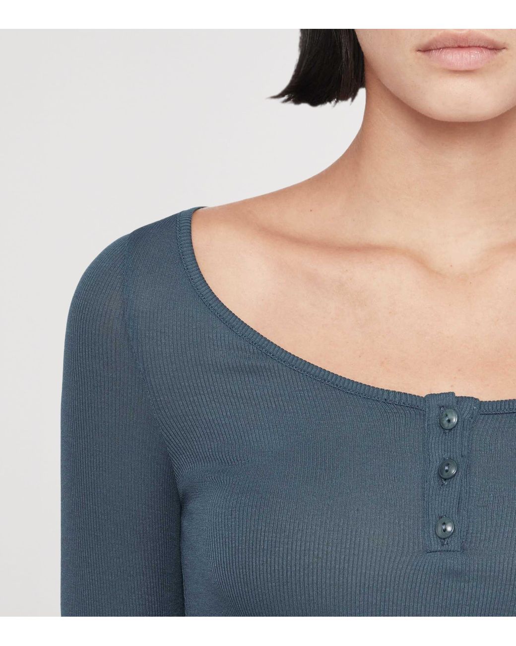 AllSaints Blue Jules Henley T-Shirt