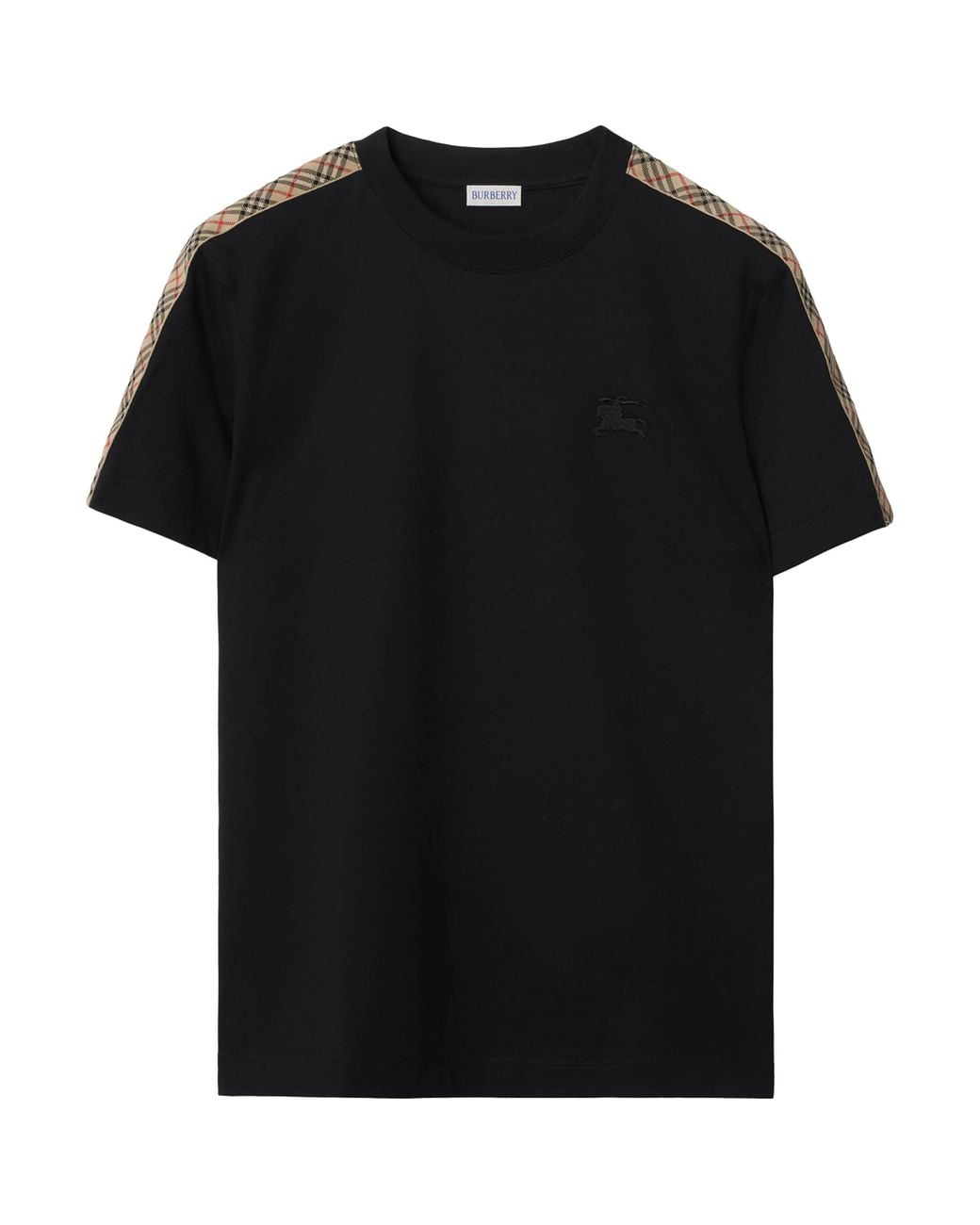 Burberry Black Check-Trim Ekd T-Shirt for men