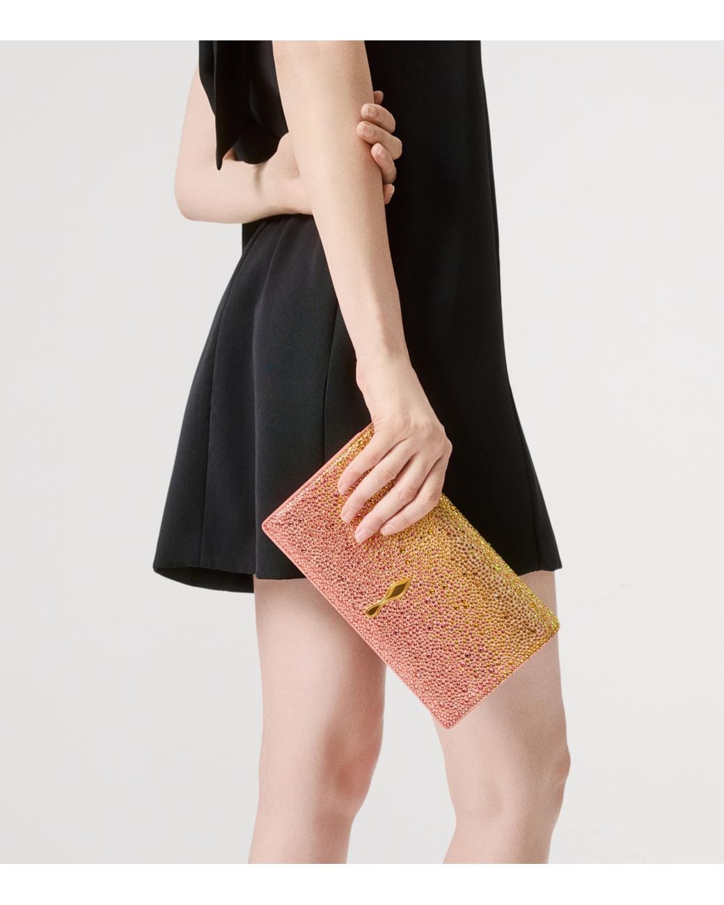 Christian Louboutin Brown Bettina Strass Botanica Clutch Bag