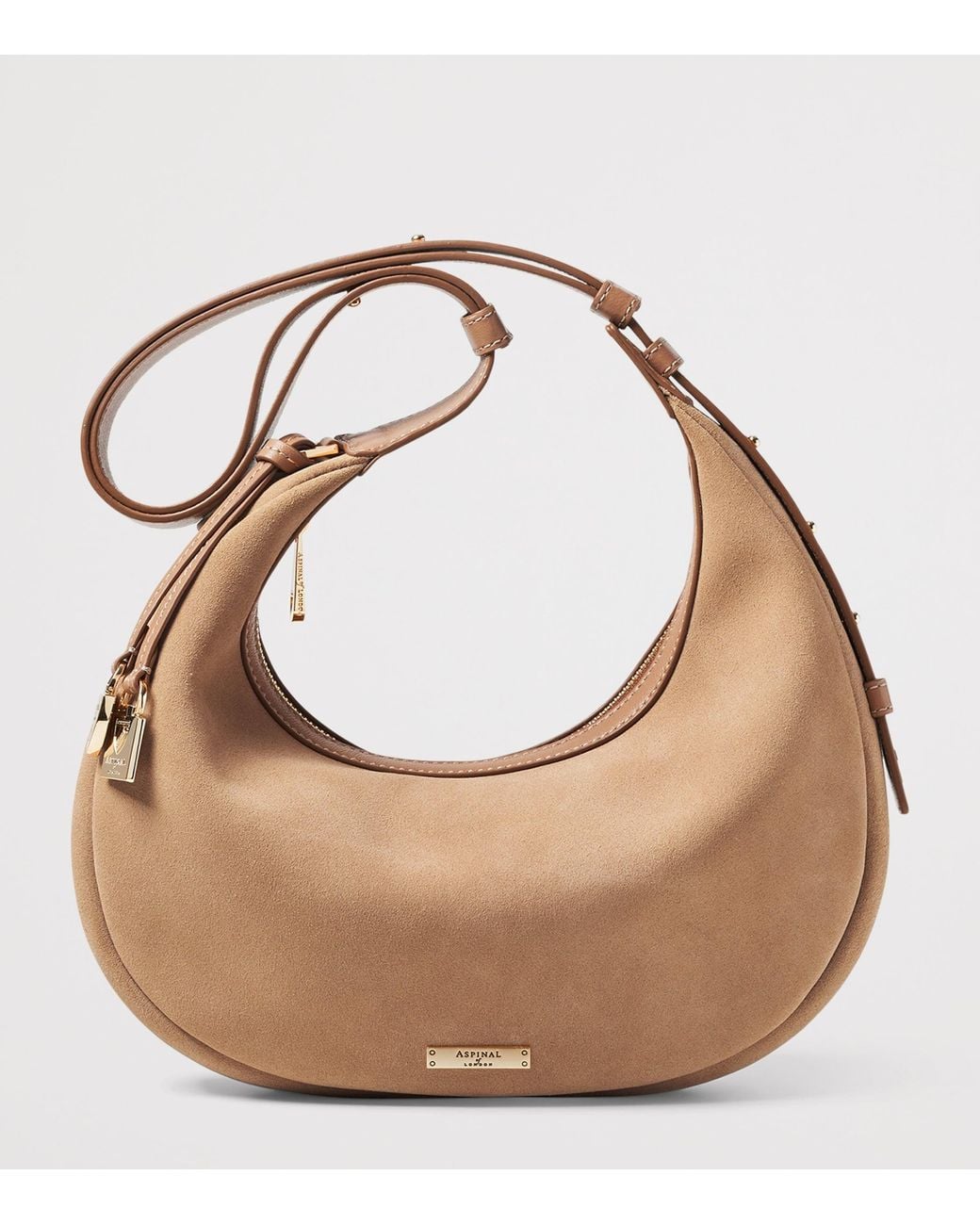 Aspinal Natural Small Leather Soho Crescent Shoulder Bag