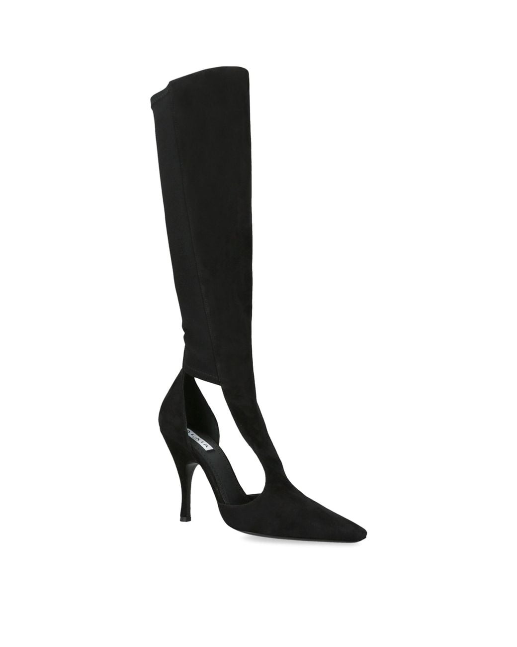 Alaïa Black Suede Cut-Out Knee-High Boots 100