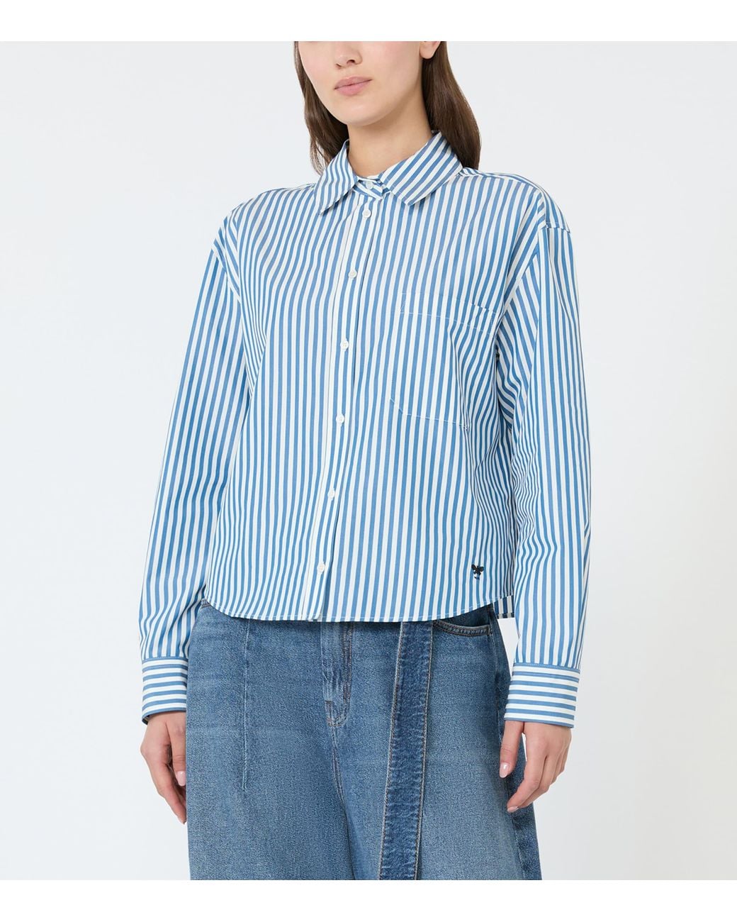 Weekend by Maxmara Blue Stripe Cropped Shirt