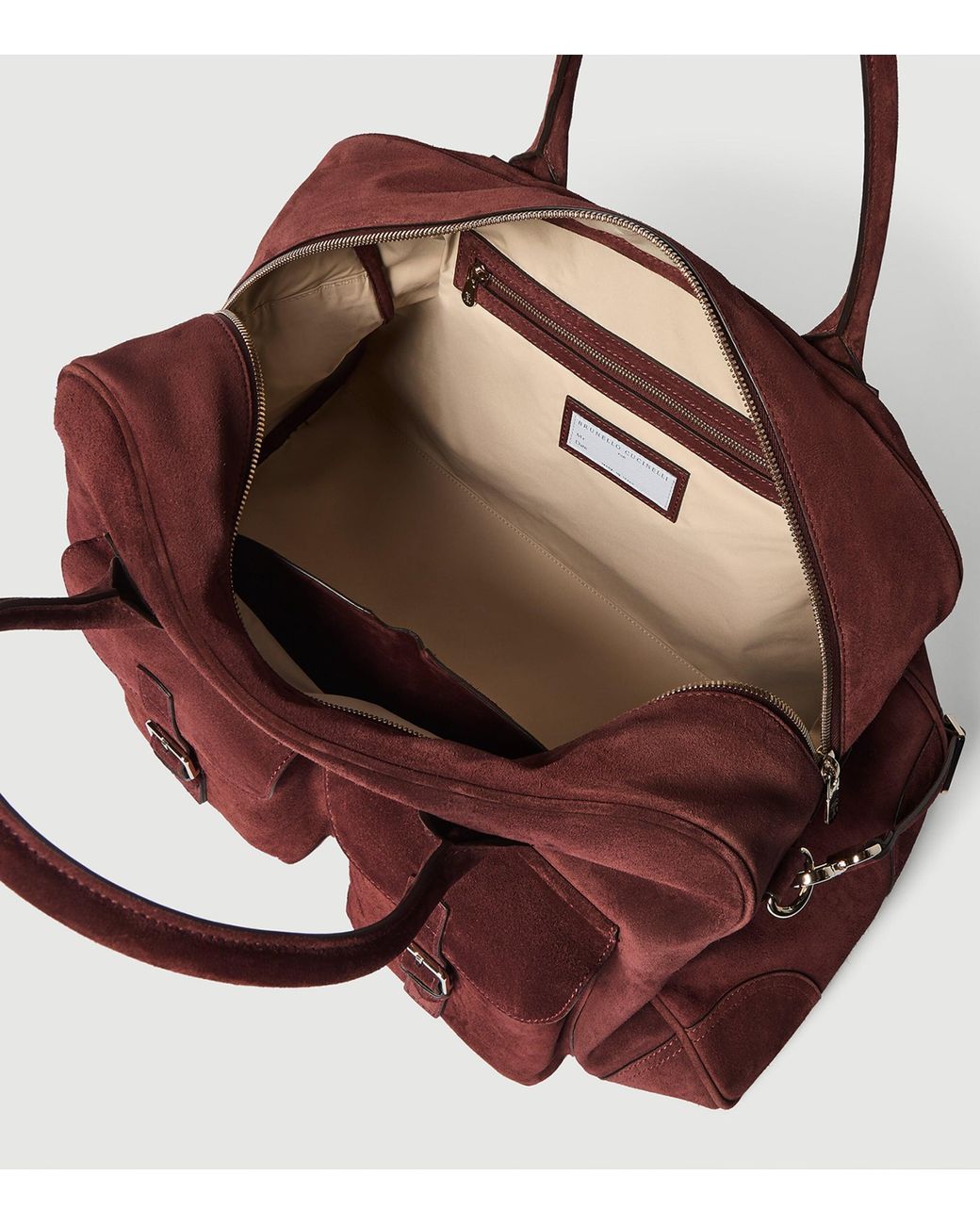 Brunello Cucinelli Red Suede Travel Holdall Bag for men