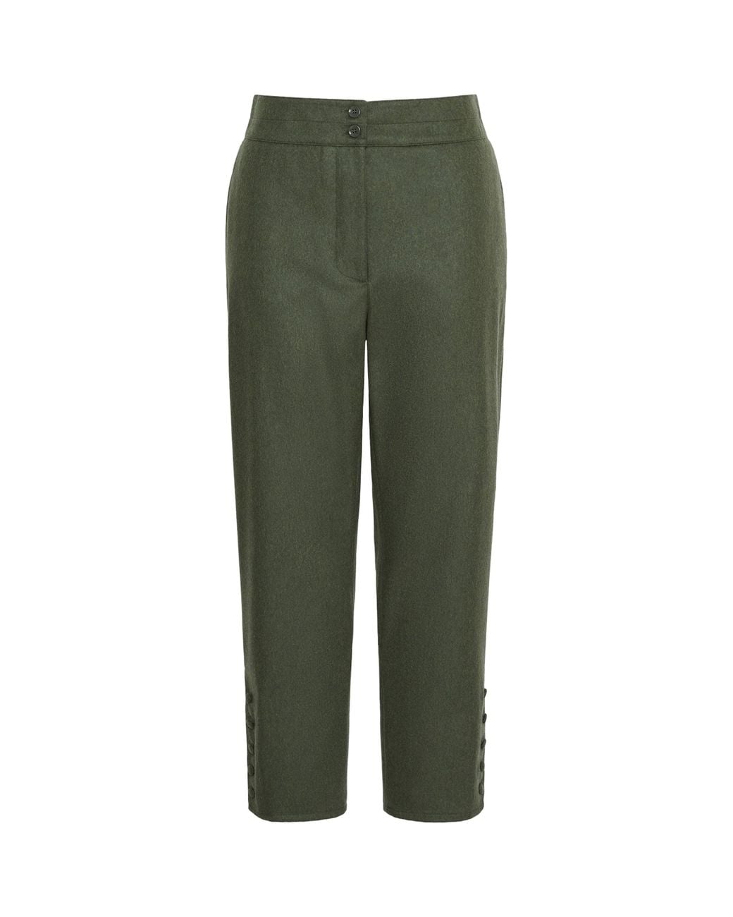 Weekend by Maxmara Green Virgin Wool-Blend Trousers