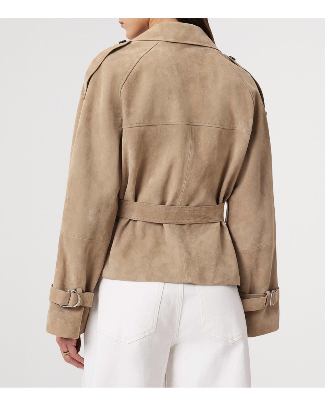 AllSaints Natural Suede Reed Trench Jacket