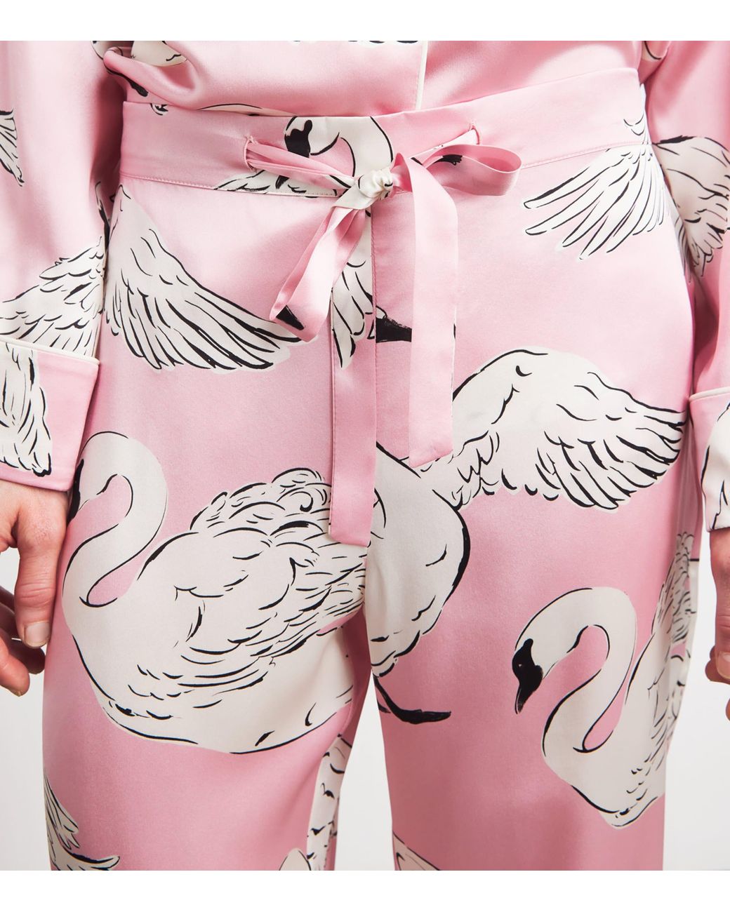 Olivia Von Halle Pink Silk Lila Selene Swan Pyjamas