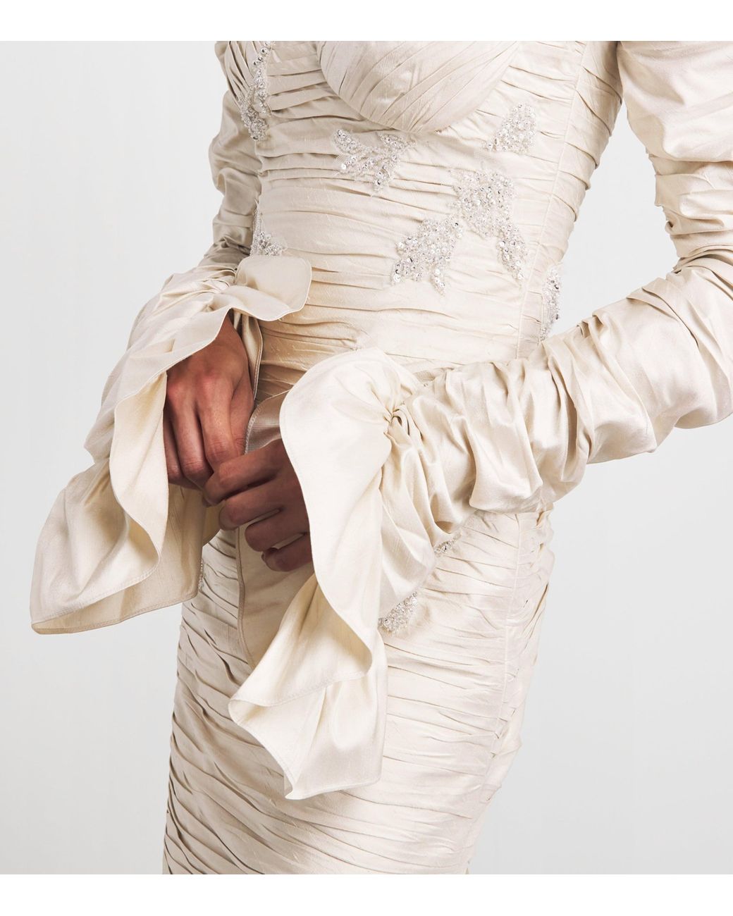 Sandra Mansour Natural Silk Embellished Daydream Gown