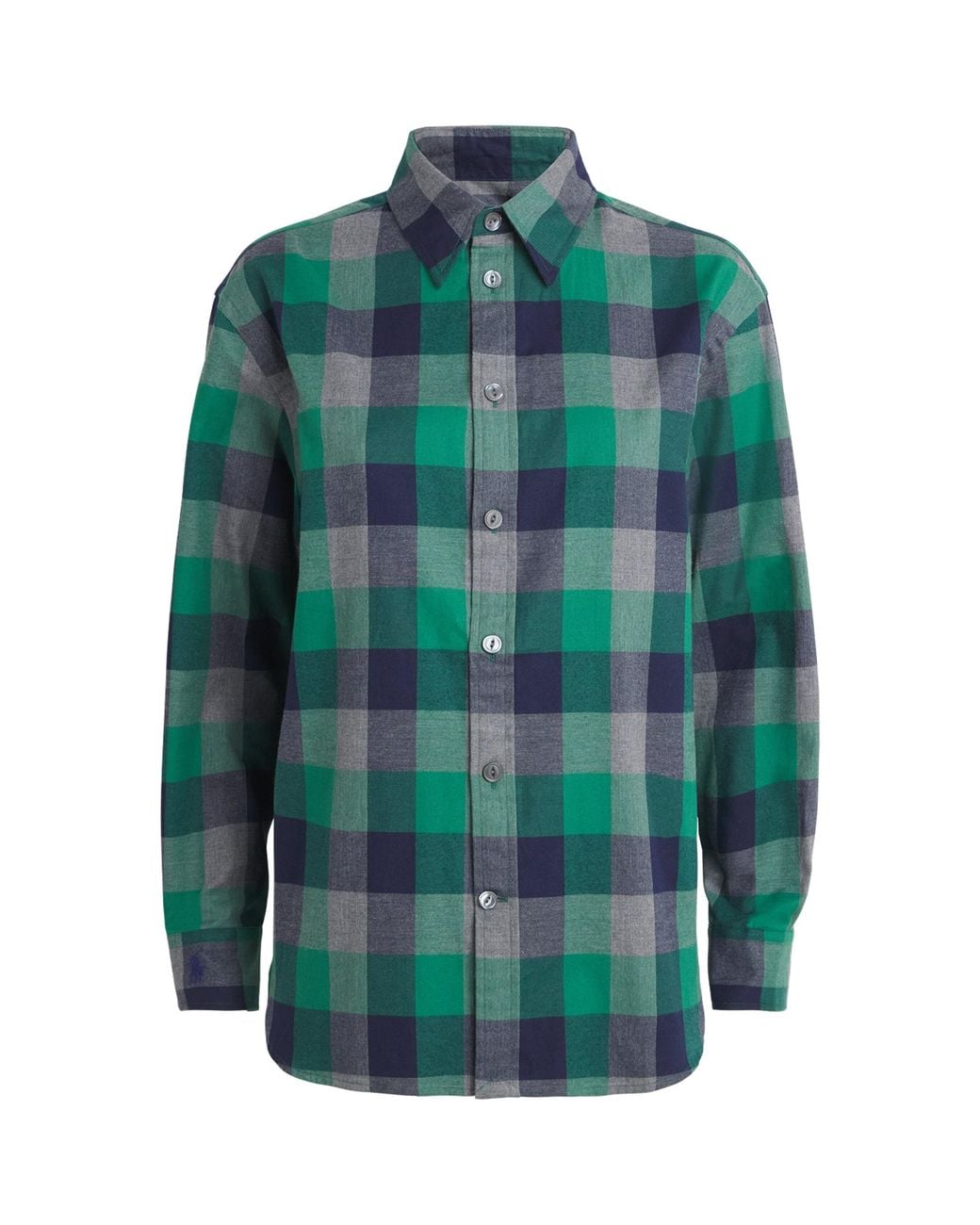 Polo Ralph Lauren Green Cotton Twill Check Oversized Shirt