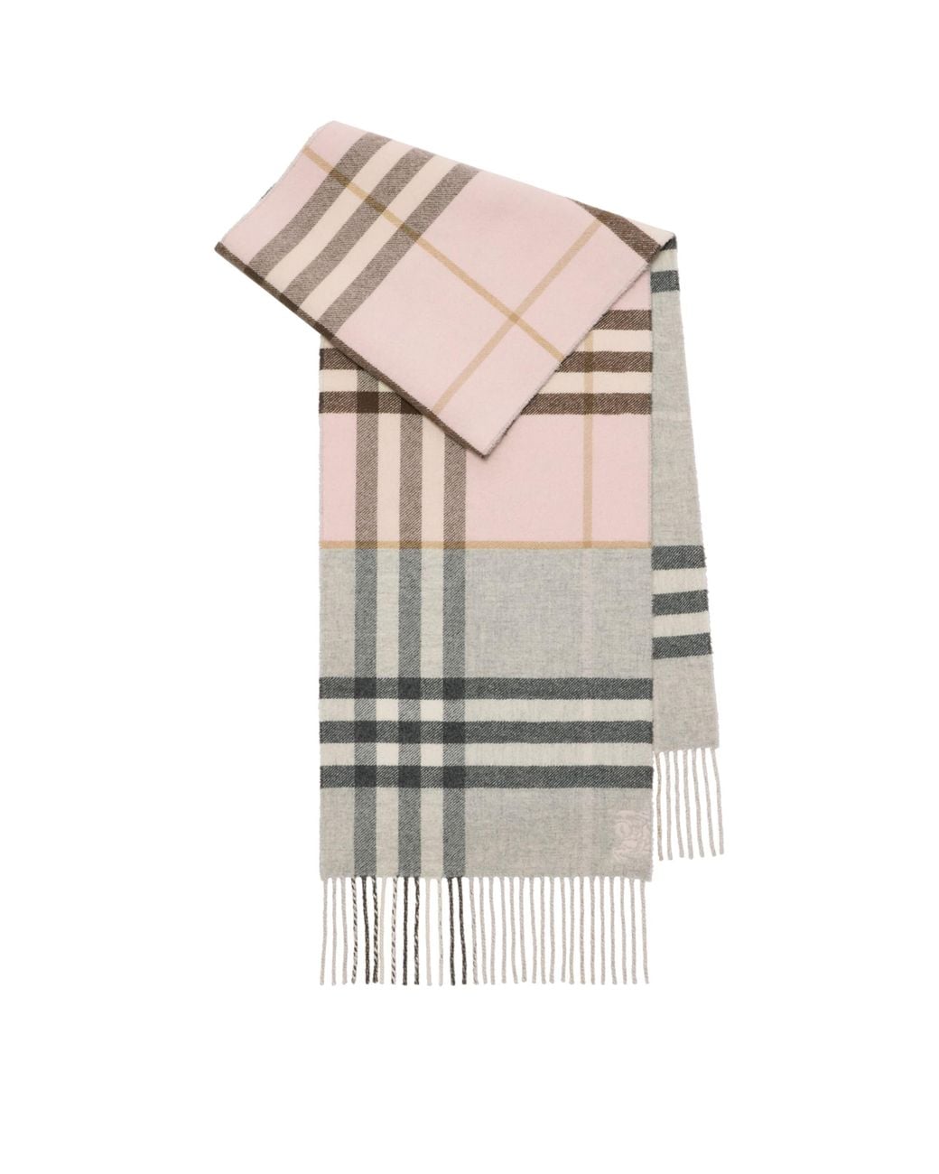 Burberry Pink Cashmere Contrast Check Scarf