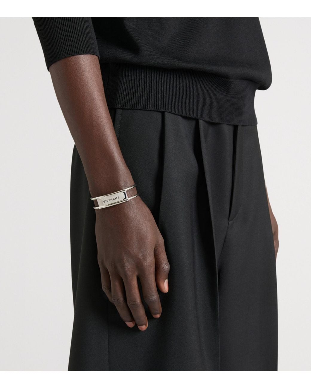 Givenchy White Safety Pin Logo Bracelet for men