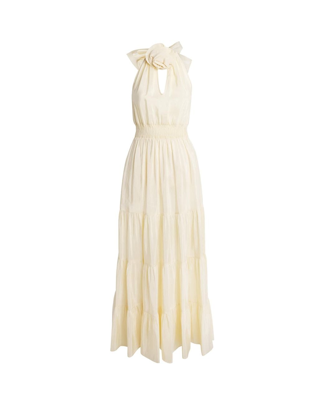 Sandro White Linen-Blend Tiered Maxi Dress