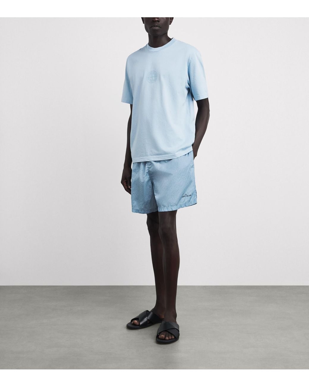 Stone Island Blue Water-Reactive Faded Camo Shorts for men