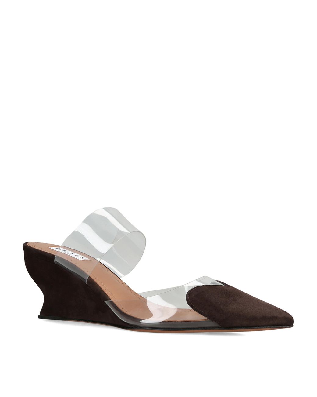 Alaïa Brown Suede Le Coeur Wedge Mules 60