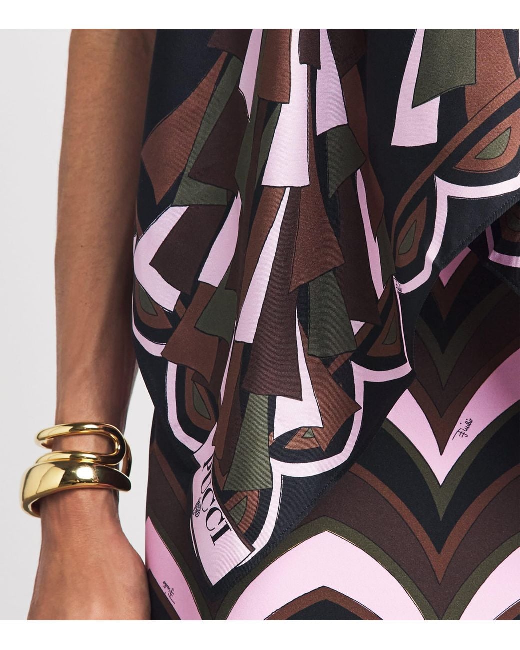 Emilio Pucci Black Silk Baiadera Print Chain Blouse