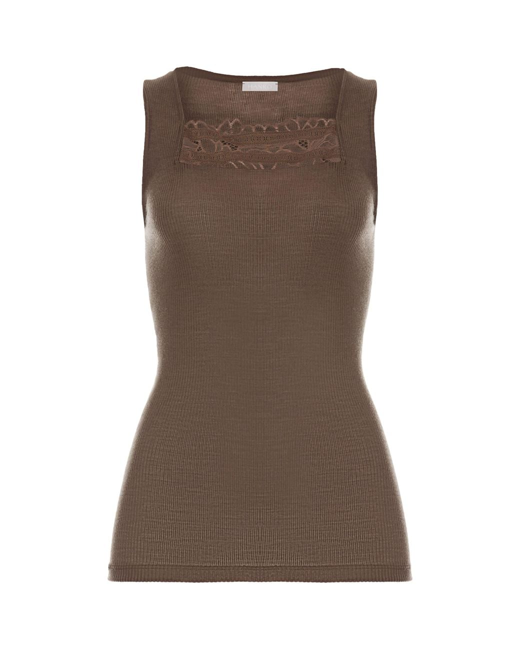 Hanro Brown Wool-Silk Square-Neck Tank Top