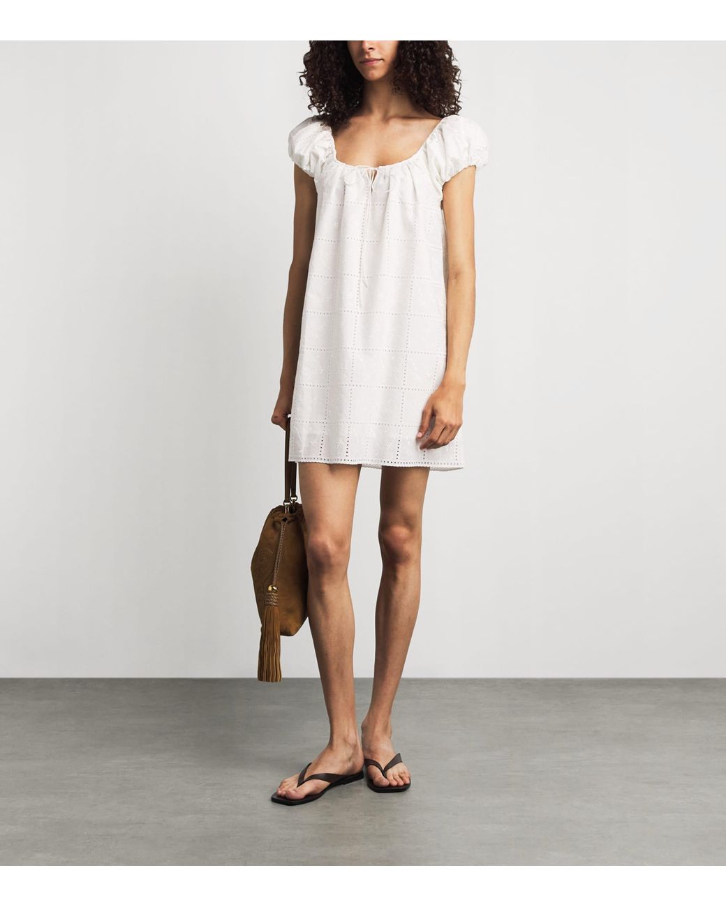 Faithfull The Brand White Broderie Anglaise Serafina Mini Dress