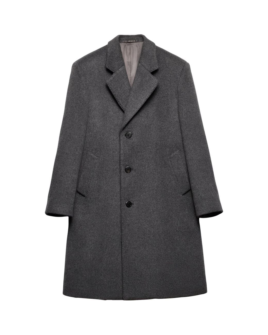 Prada Gray Wool Single-Breasted Coat for men