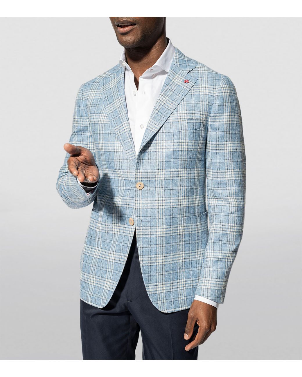 Isaia Blue Single-Breasted Blazer for men