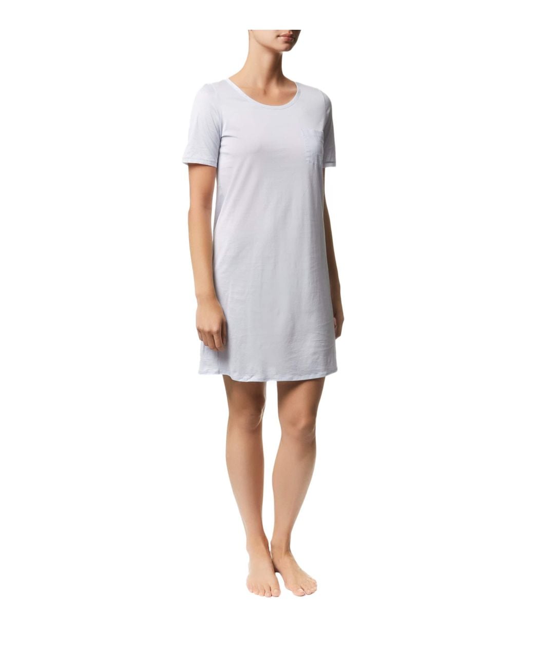 Hanro Blue Cotton Deluxe Short Sleeve Nightdress