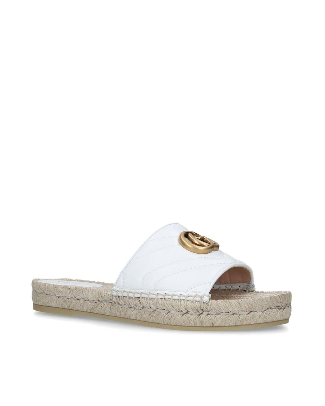 gucci pilar straw espadrille slides