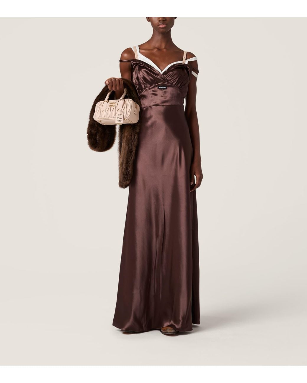 Miu Miu Purple Satin Maxi Dress