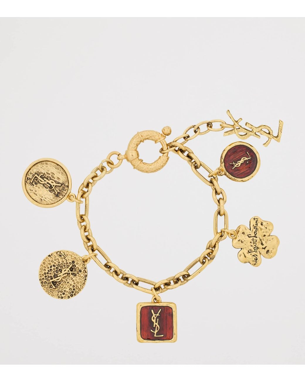 Saint Laurent Metallic Enamelled Cassandre Charm Bracelet for men