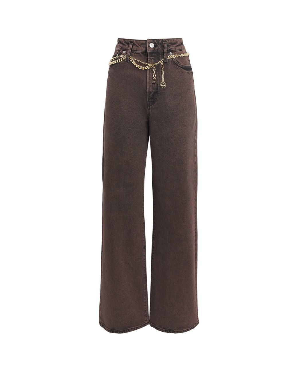 Maje Brown Belted Bootcut Jeans