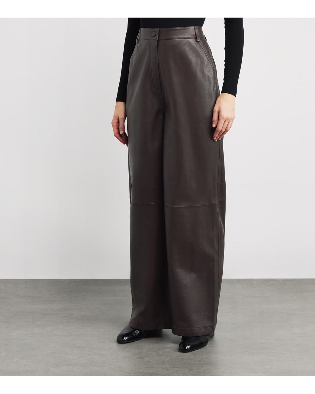 Yves Salomon Brown Lambskin Wide-Leg Trousers