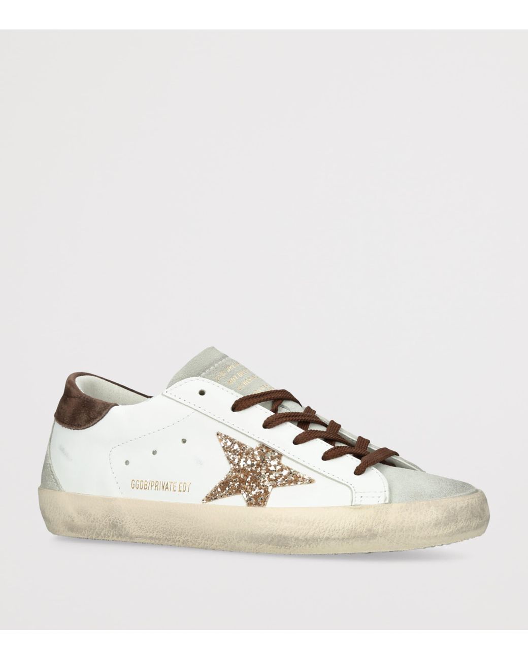 Golden Goose Deluxe Brand Natural Leather Glittered Super-Star Sneakers