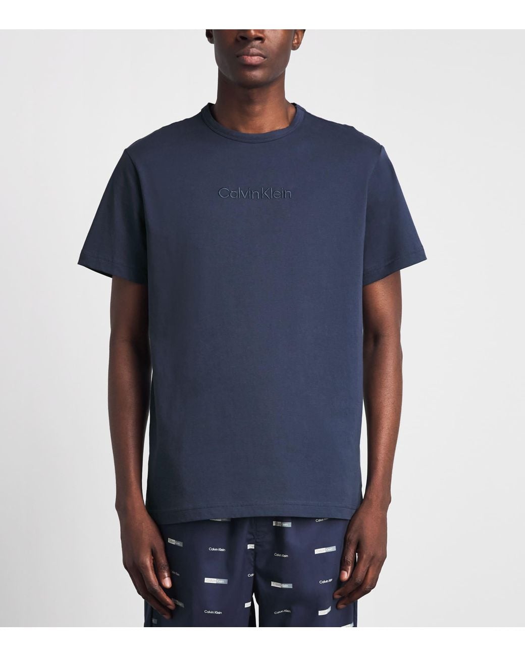 Calvin Klein Blue Cotton Logo Pyjama Top for men