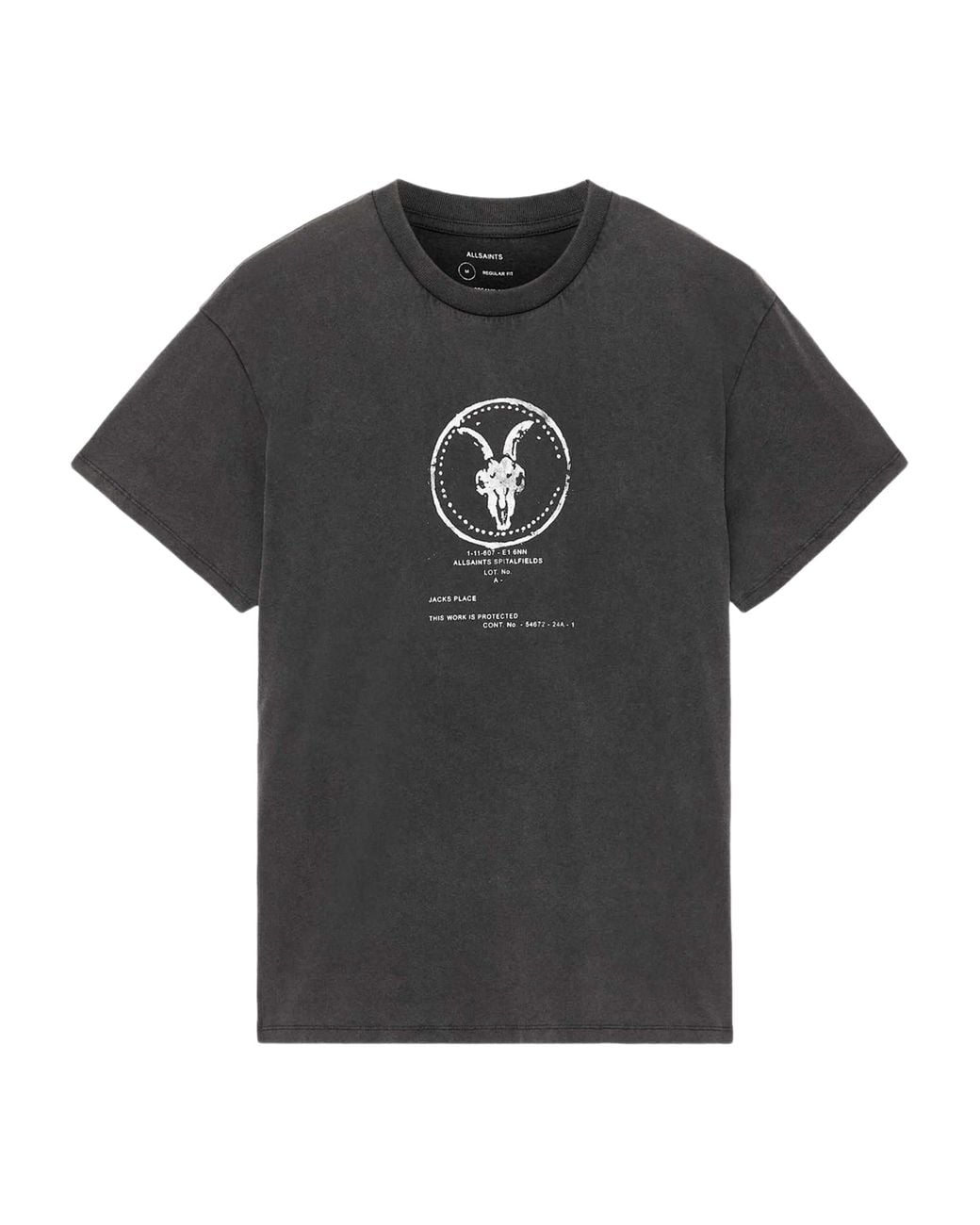 AllSaints Black Organic Cotton Tier Hale T-Shirt for men