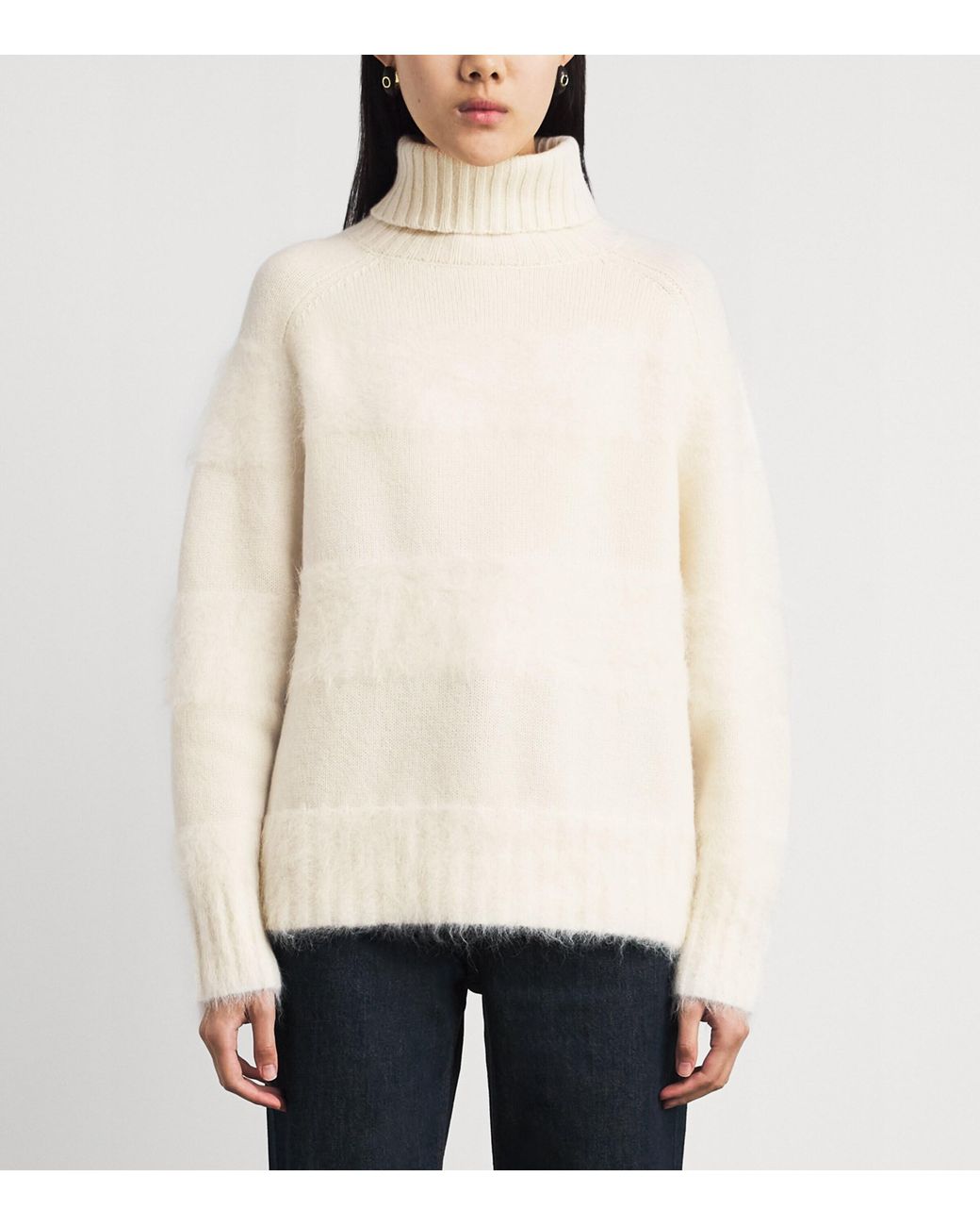 Joseph White Brushed Stripe Mila Sweater