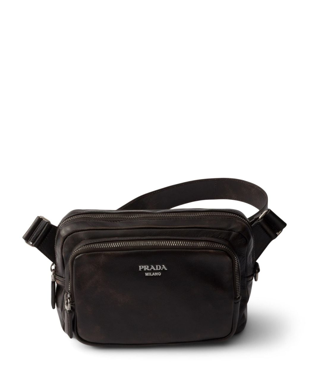 Prada Black Leather Cross-Body Bag for men