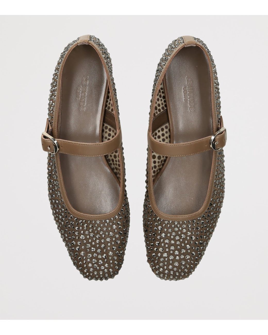 Le Monde Beryl Crystal-Embellished Mary Jane Flats in Brown | Lyst UK