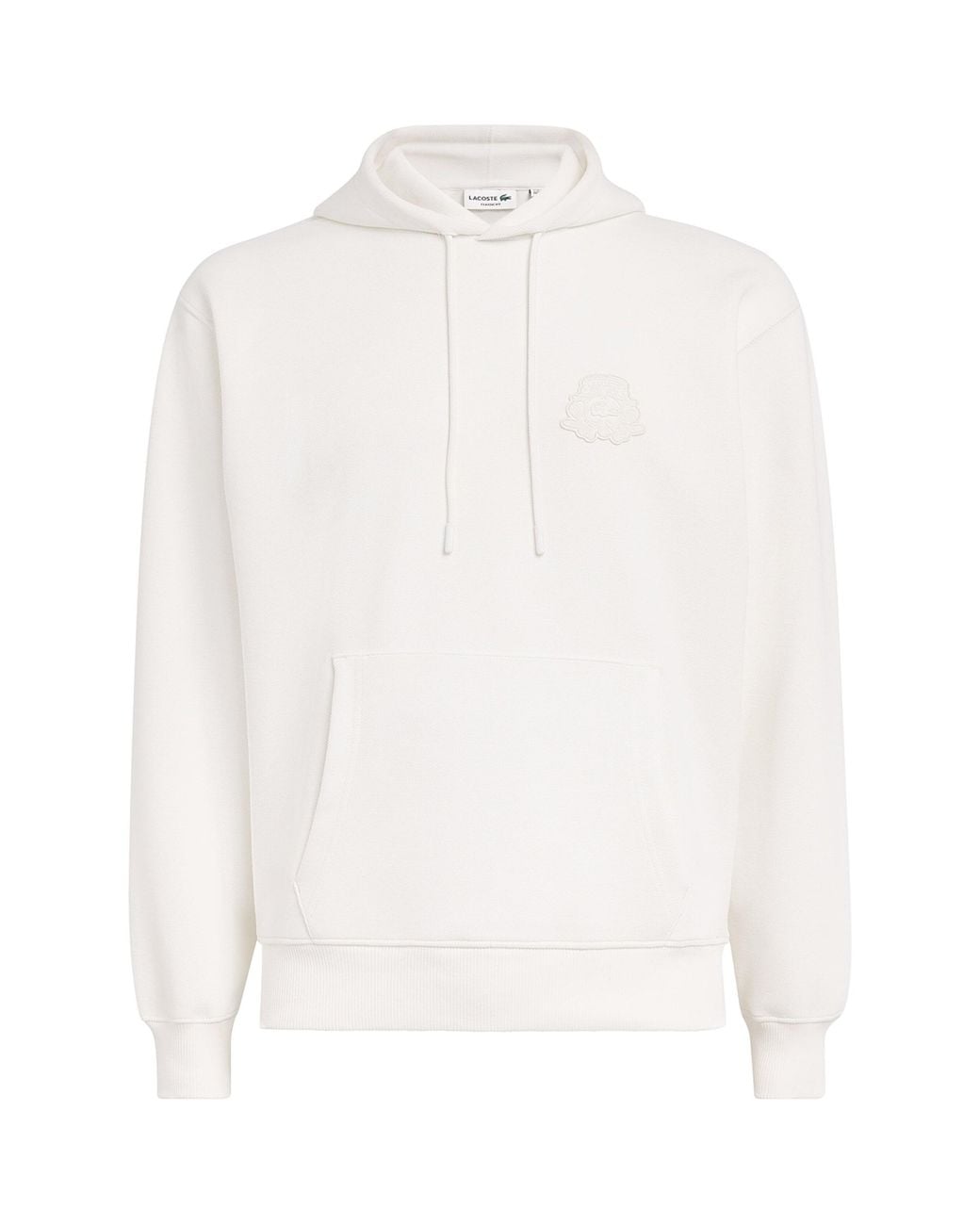 Lacoste White Embossed Crest Hoodie for men