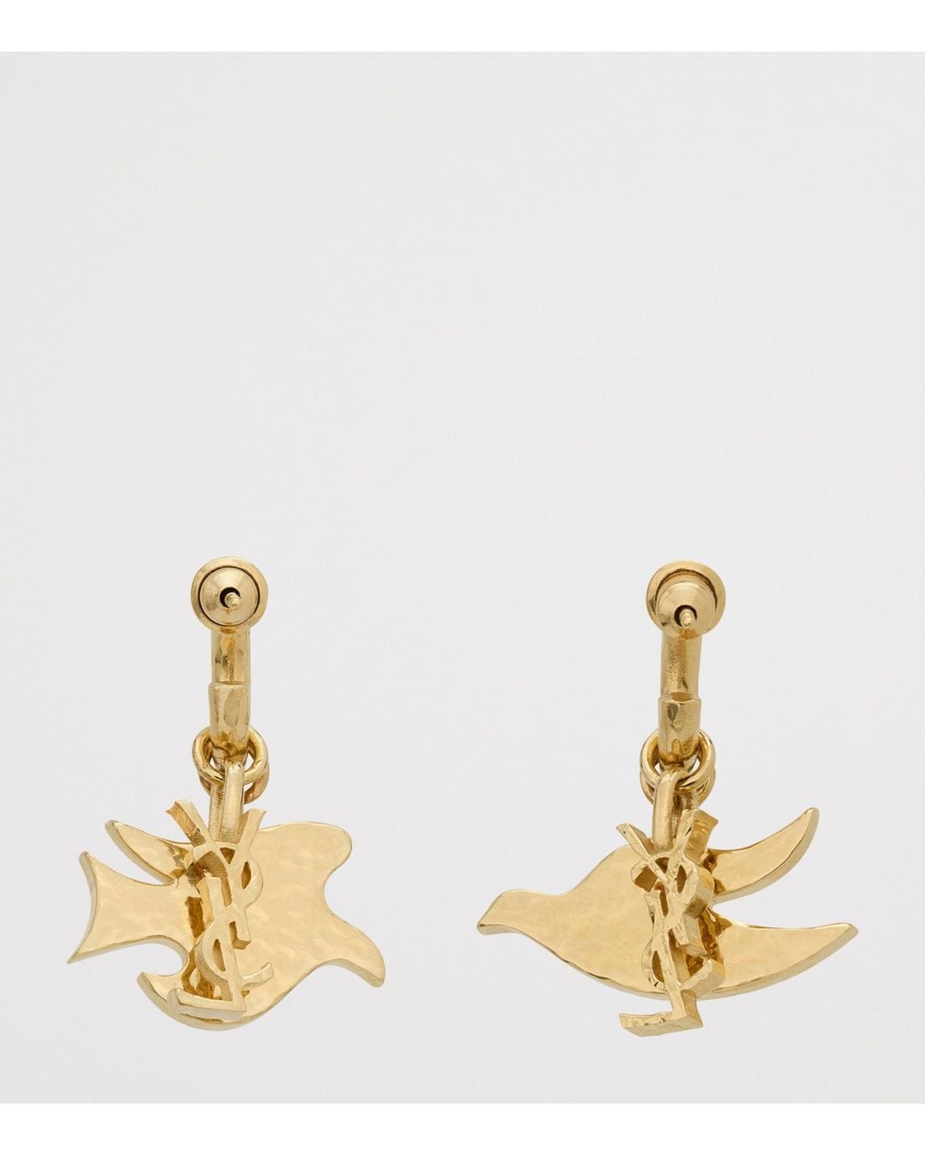 Saint Laurent Metallic Cassandre Dove Charm Hoop Earrings for men
