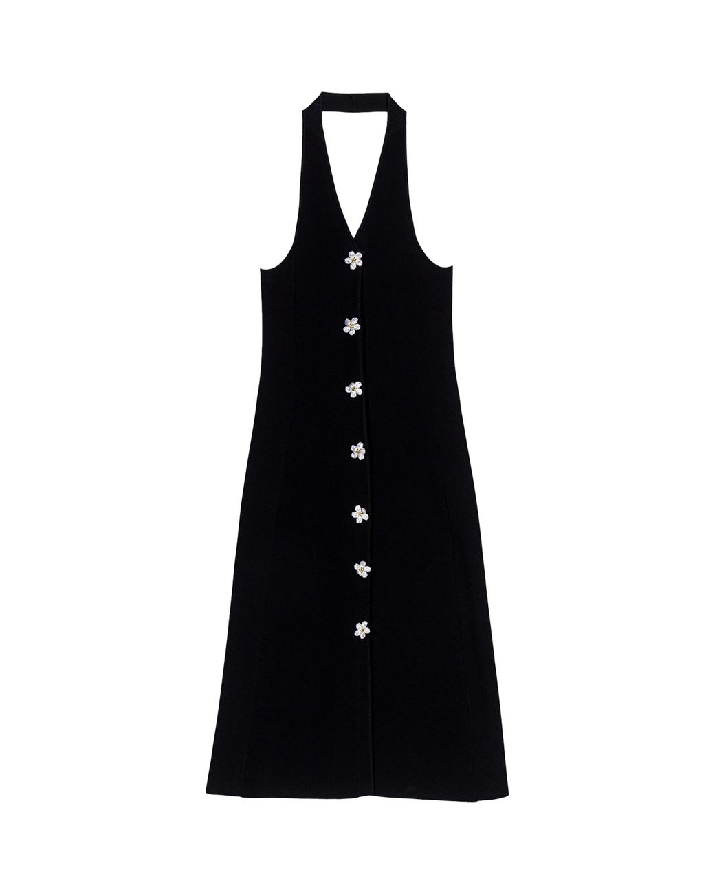 Maje Black Knitted Halterneck Midi Dress
