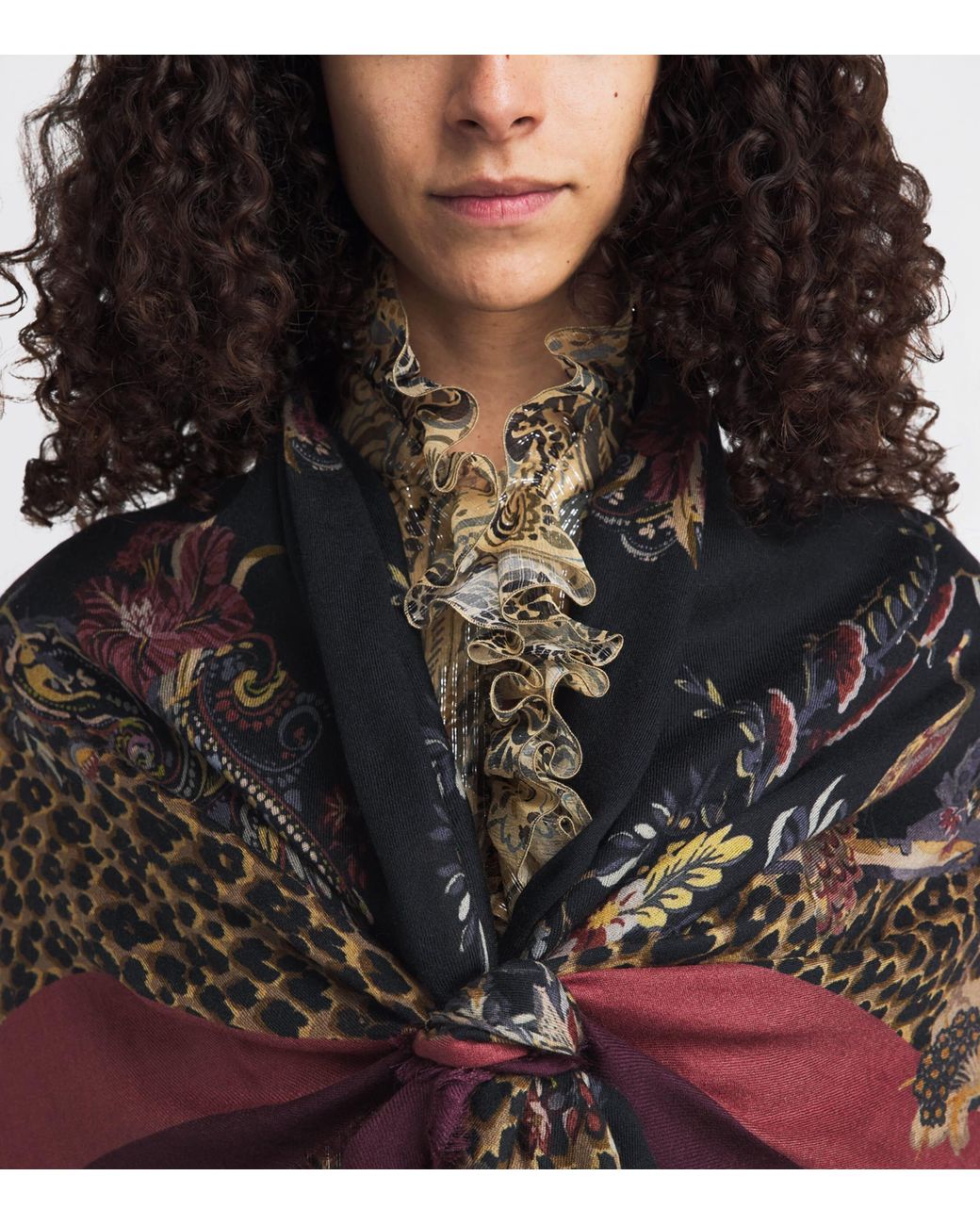 Etro Red Wool-Silk Paisley Aida Shawl