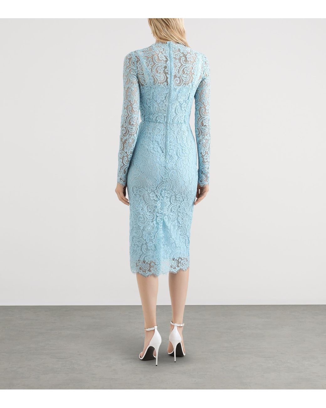 Dolce & Gabbana Blue Lace Midi Dress