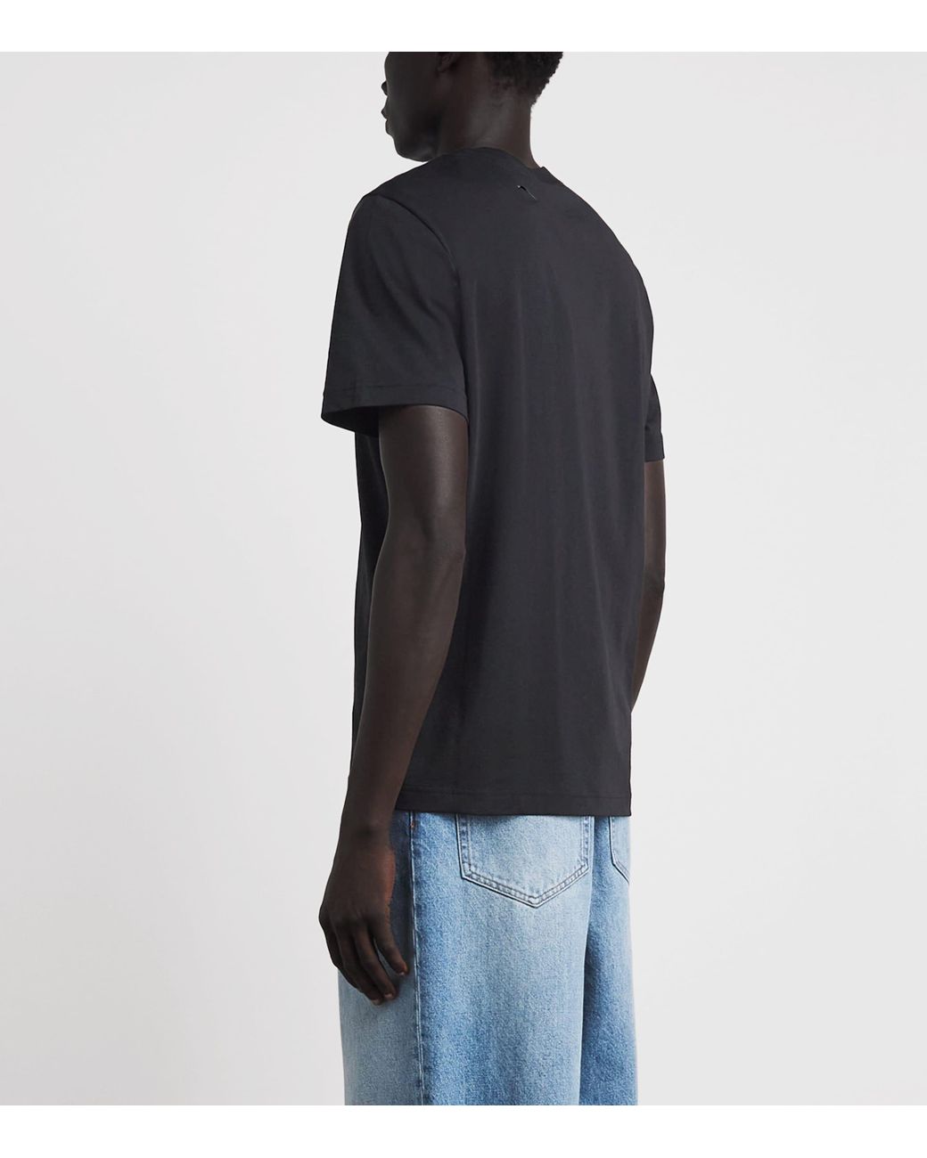 Moncler Black Cotton Logo Patch T-Shirt for men