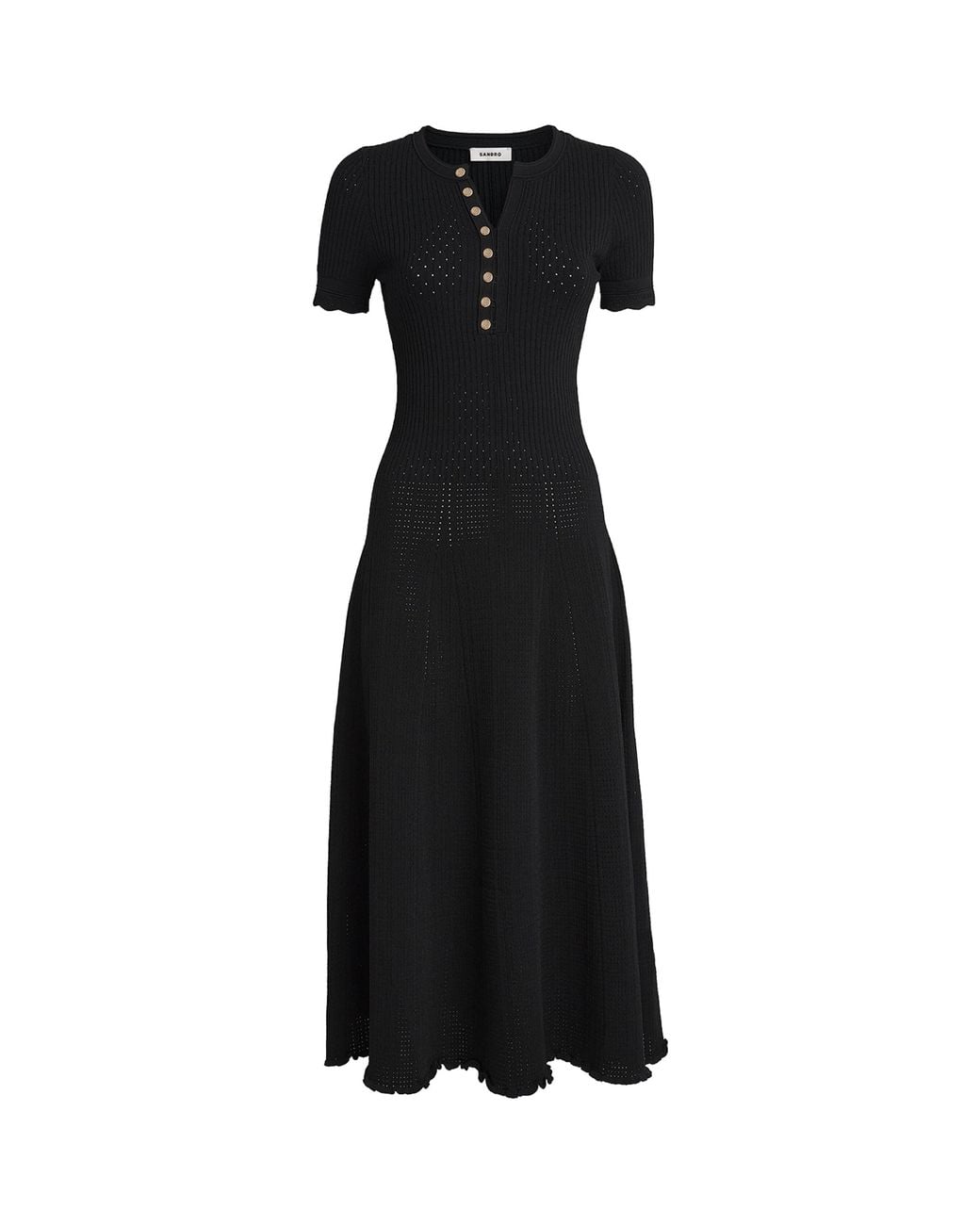 Sandro Black Knitted Midi Dress