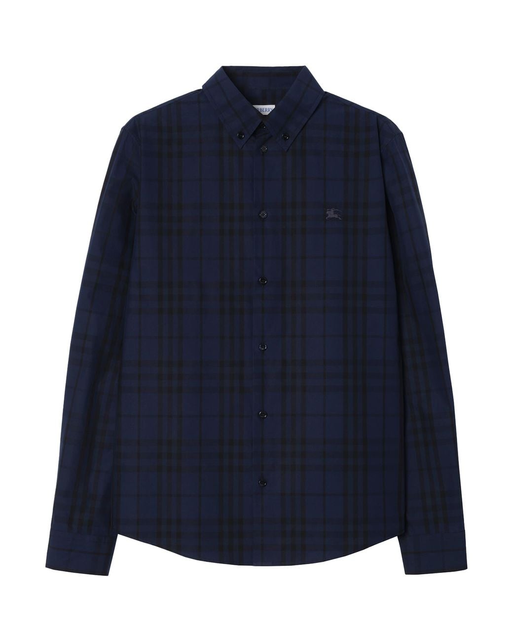 Burberry Blue Cotton Check Shirt for men